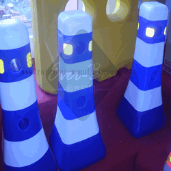 Blue white traffic safety water horse with light road barrier